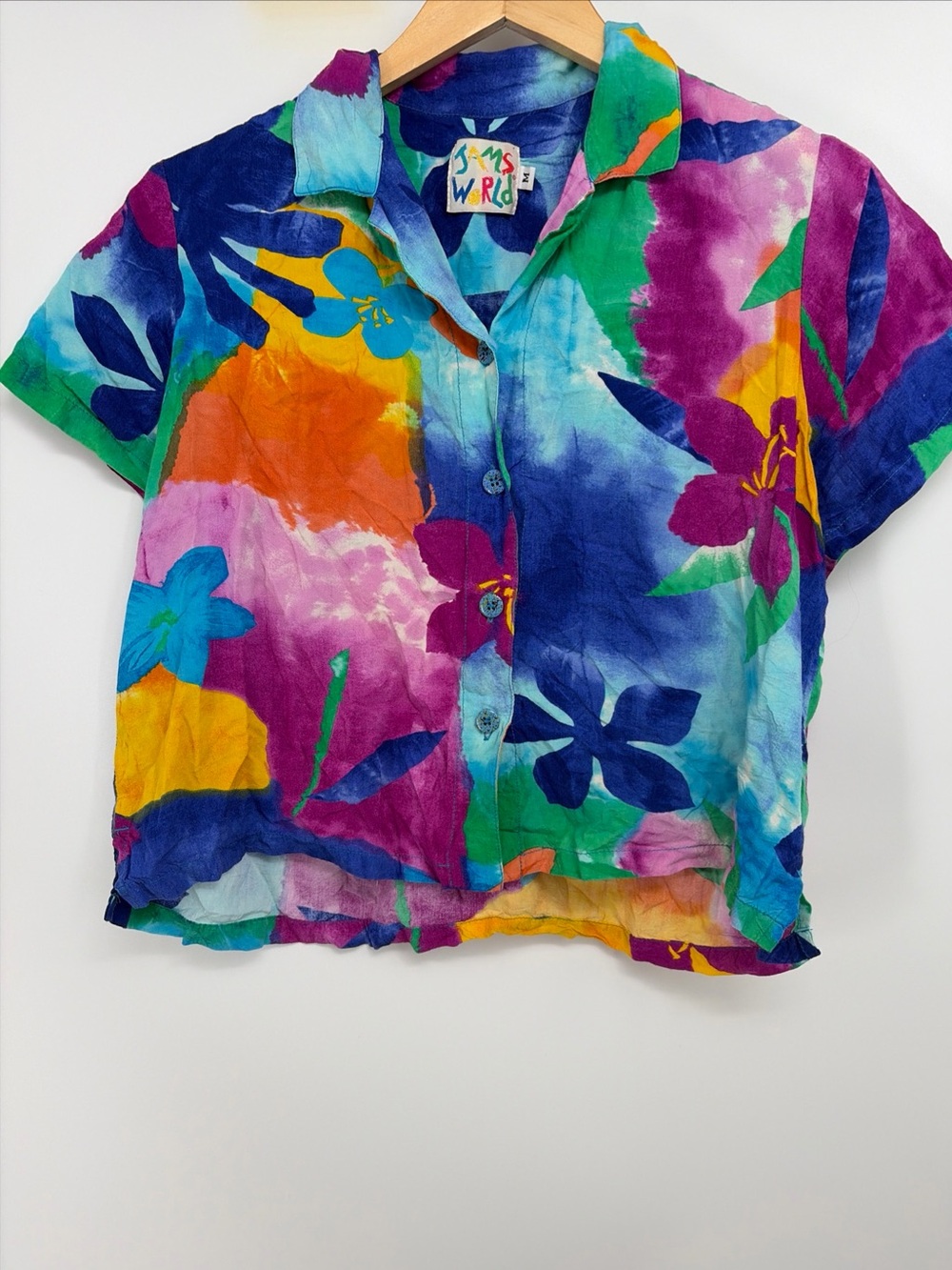 Jams World Rayon Colorful Floral Print Blouse Top Sz M